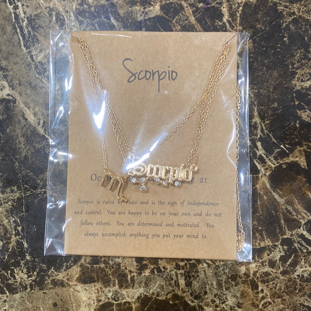 Scorpio Gold Plated Necklace 3 Layer Brand New Sealed